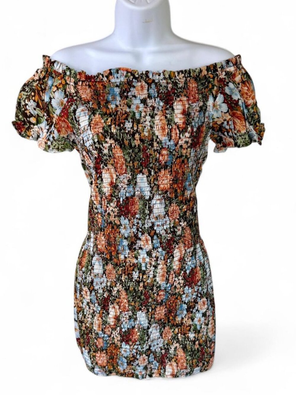 Floral Off-Shoulder Mini Dress M NWOT